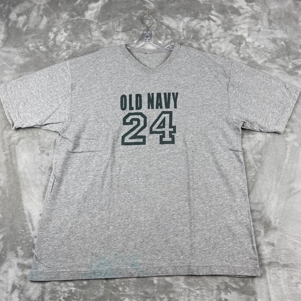 Old Navy Mens V-Neck Graphic‎ T-Shirt Heather Gray Short Sleeve Sz XL 24 Graphic